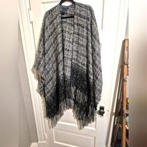 Max Edition Plaid Poncho with Fringe